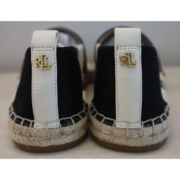 Ralph Lauren Women Sz 9.5 B Black Striped Chleo Slip-On Espadrille Shoes - Picture 2 of 12